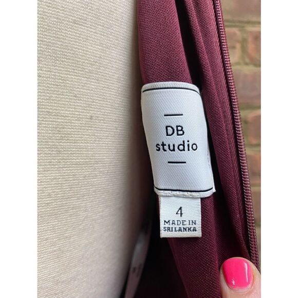 DB Studio Burgundy Spaghetti Strap Jersey Knit Maxi Evening Dress Size 4 - Picture 6 of 9